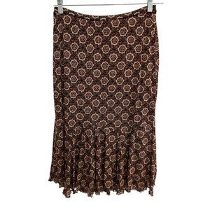Vintage Inspired Emma James Floral Print Midi Skirt Ruffled Hem Size M Y2K